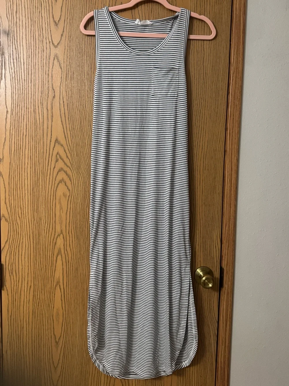 Double Zero Black & White Striped Sleeveless Maxi Dress
